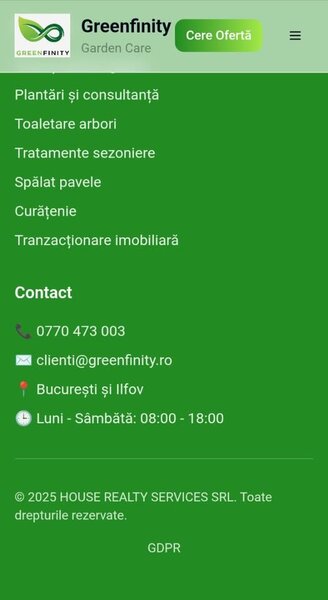 Greenfinity Garden Care - Servicii profesionale intretinere gradini